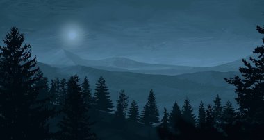 gece dağ manzara görünümü