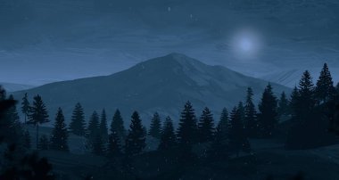 gece dağ manzara görünümü