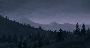 gece dağ manzara görünümü