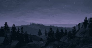 gece dağ manzara görünümü