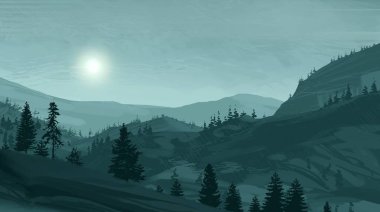 gece dağ manzara görünümü