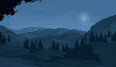 gece dağ manzara görünümü