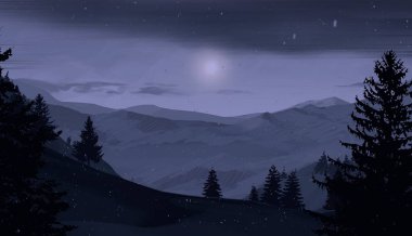 gece dağ manzara görünümü