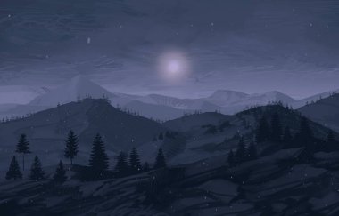 gece dağ manzara görünümü