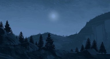 gece dağ manzara görünümü