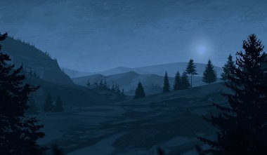 gece dağ manzara görünümü