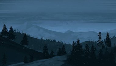 gece dağ manzara görünümü