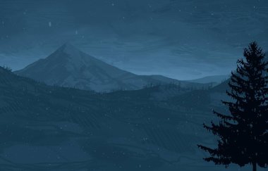 gece dağ manzara görünümü