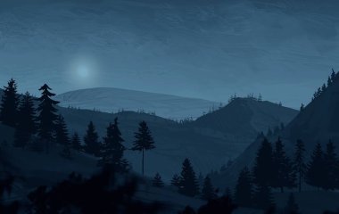 gece dağ manzara görünümü