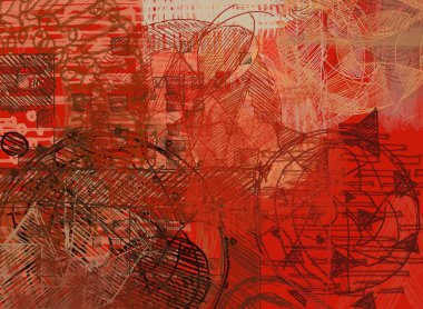 kırmızı vintage desenleri ile soyut sanat arka plan