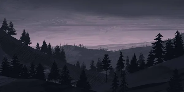 Вид Гірський Пейзаж Вночі — стокове фото