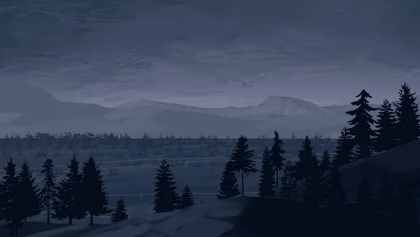 夜の山の風景の眺め — ストック写真