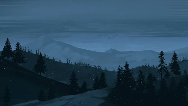 Utsikt Över Bergslandskapet Natten — Stockfoto
