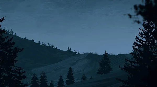 Vue Paysage Montagne Nuit — Photo