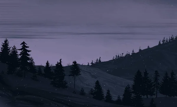 Uitzicht Berglandschap Nachts — Stockfoto