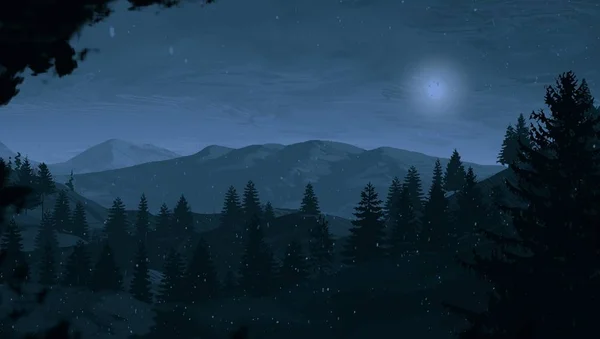 Вид Гірський Пейзаж Вночі — стокове фото