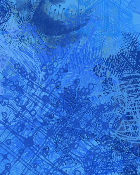 Fondo Grunge Abstracto Con Patrones Azules — Foto de Stock