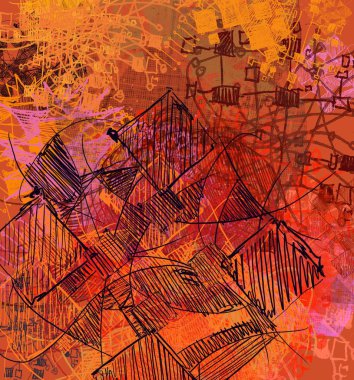 farklı Vintage desenleri ile soyut grunge arka plan