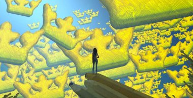 Soyut renkli arka plan, hayal gücü kavramı insan silueti.