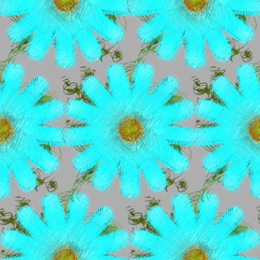 Çiçekli, soyut, pürüzsüz desen