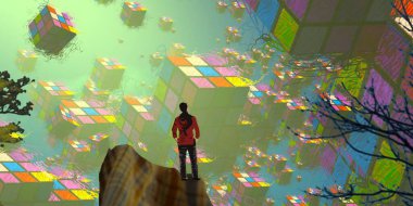 Bir ağaç ile soyut arkaplan