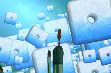 bilgisayar ile soyut mavi arka plan