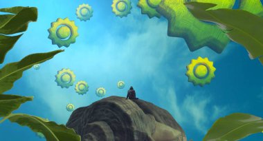 yeşil gökyüzünde arka plan