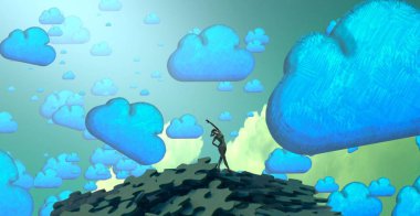 mavi gökyüzü ile güzel yüzme arka plan