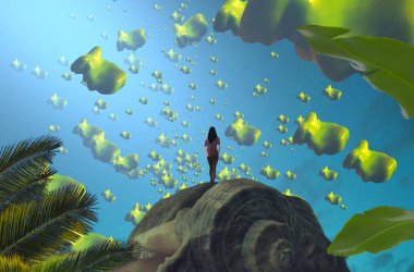 Sudaki genç kadın.