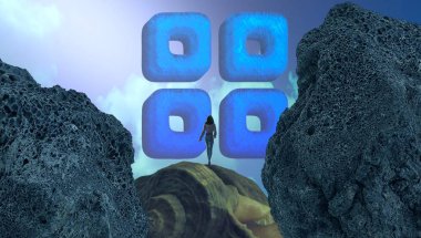 renkli kaya ve mavi gökyüzü