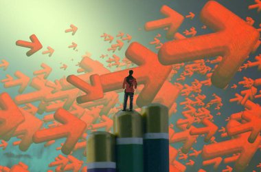 kırmızı bir arka plan tutan el