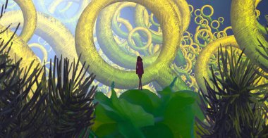 Yeşil bir ağacın vektör illüstrasyonu