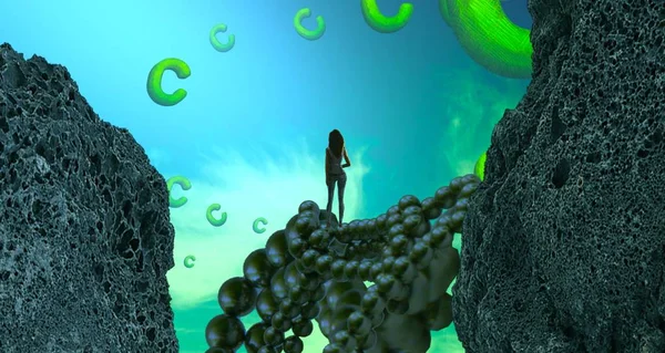 Soyut renkli arka plan, hayal gücü kavramı insan silueti.