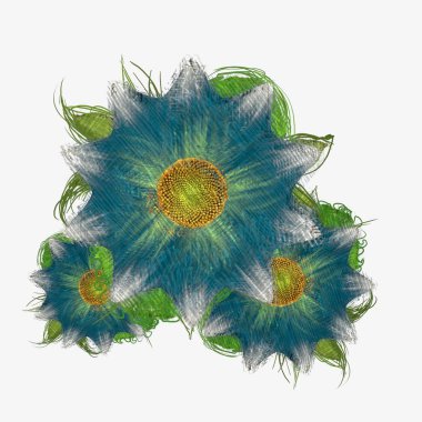 Beyaz zemin üzerine suluboya çiçek