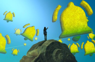 yeşil gökyüzü ile renkli sarı arka plan