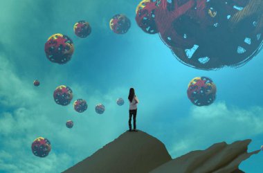 mavi gökyüzü ile noel arka plan