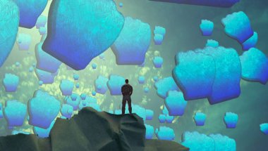 boşluk ile soyut mavi arka plan