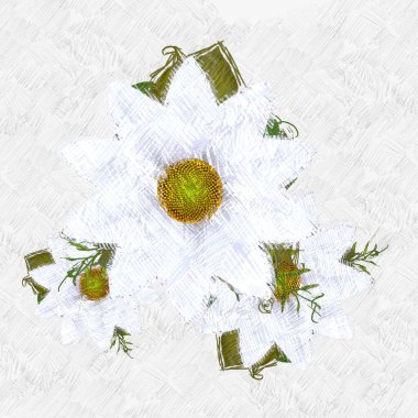 beyaz zemin üzerine yeşil çiçekler