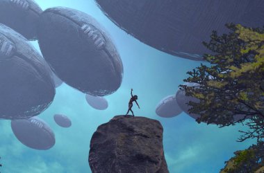 mavi gökyüzünde adam