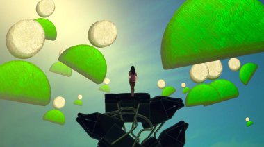 yeşil gökyüzü ile soyut arka plan