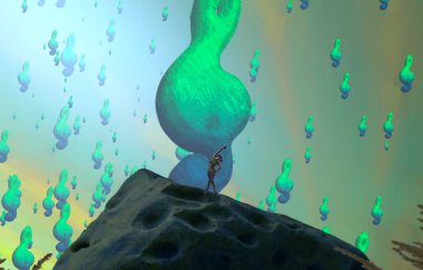 Soyut renkli arka plan, hayal gücü kavramı insan silueti.