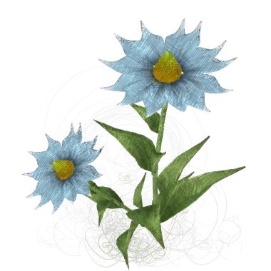 Beyaz arka planda izole dağınık grungy çiçekler