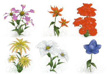 Beyaz arka planda güzel suluboya çiçekler