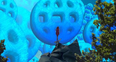 mavi arka planda noel ağacı