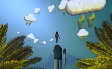 palmiye ağacı ve tropikal deniz