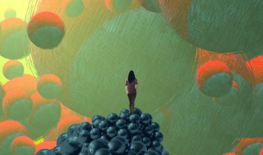 Yeşil ağaç ile soyut arkaplan