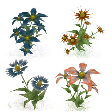 Suluboya çiçekli kusursuz desen