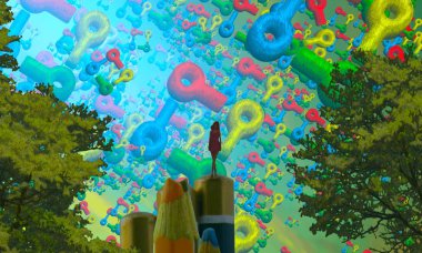 Parktaki renkli Noel ağacı.