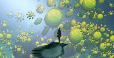 tatlı su ve yeşil gökyüzü