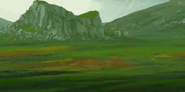 Зеленый Пейзаж Горах — стоковое фото